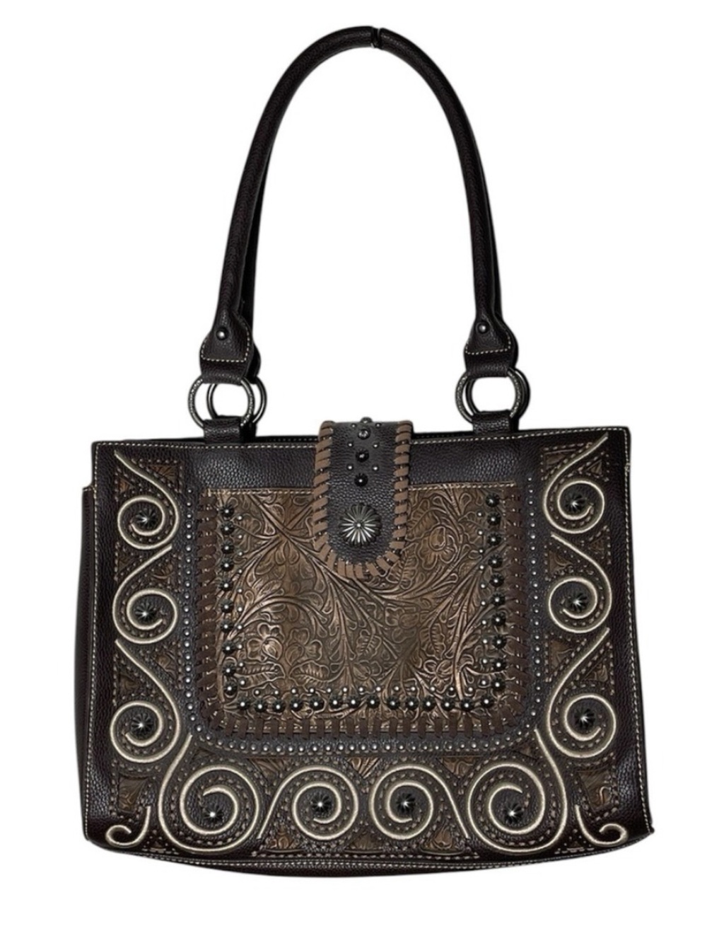 Trinity Ranch Leather Tooled Tote